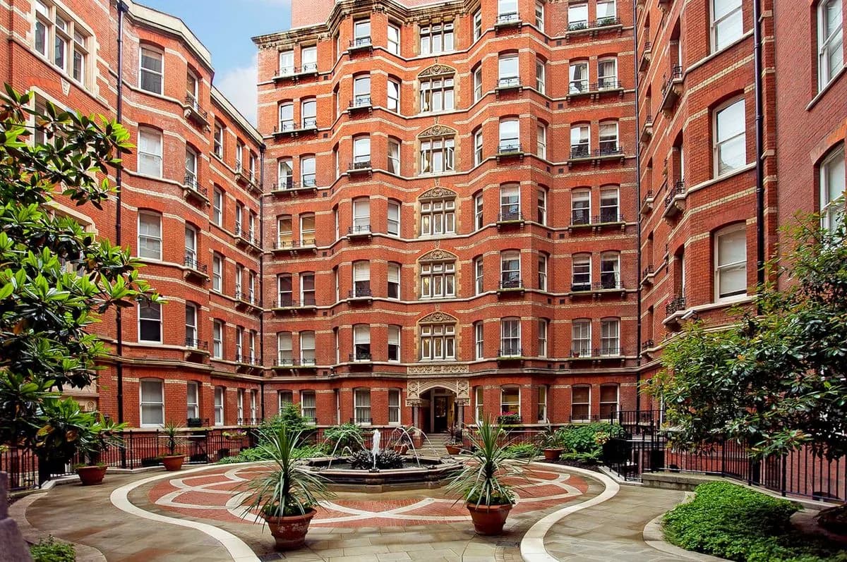 Period red-brick London mansion block